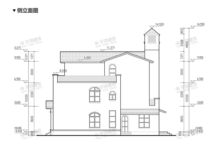 240平西班牙風復式農(nóng)村別墅設計圖紙