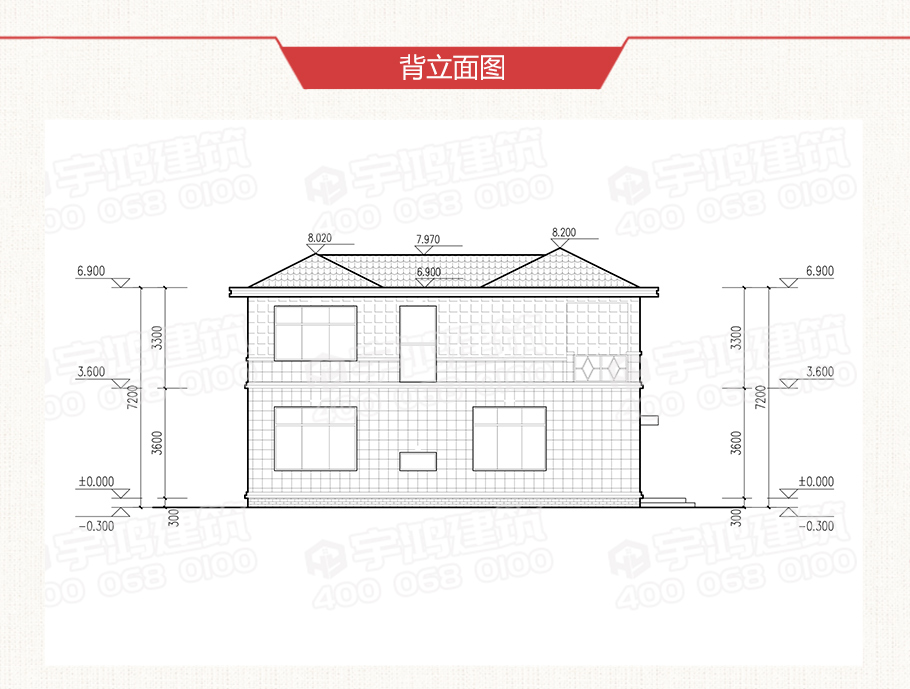唐式風格農村二層自建房設計圖紙及效果圖，古樸典雅