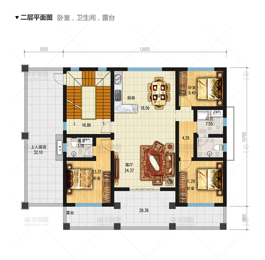 135平帶商鋪的三層美式別墅設計圖紙，精致美觀