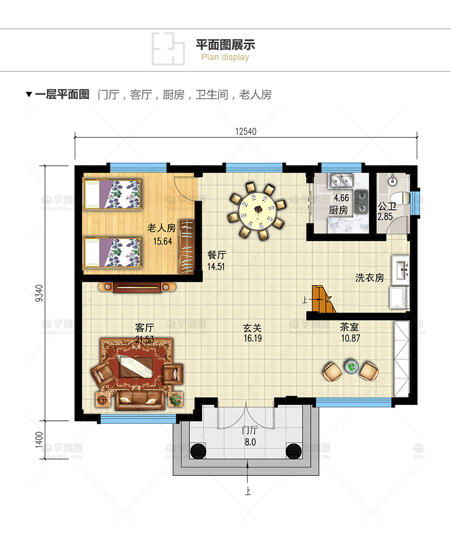 112平漂亮實用鄉(xiāng)村別墅設(shè)計圖紙及效果圖，框架結(jié)構(gòu)
