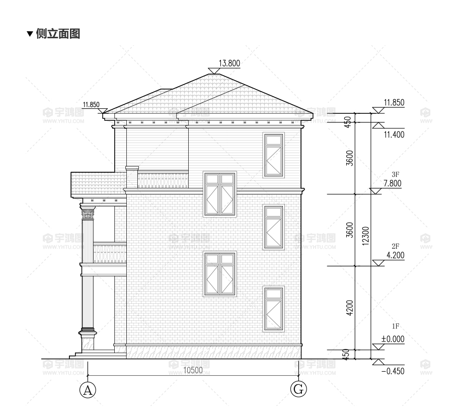 112平漂亮實用鄉(xiāng)村別墅設(shè)計圖紙及效果圖，框架結(jié)構(gòu)